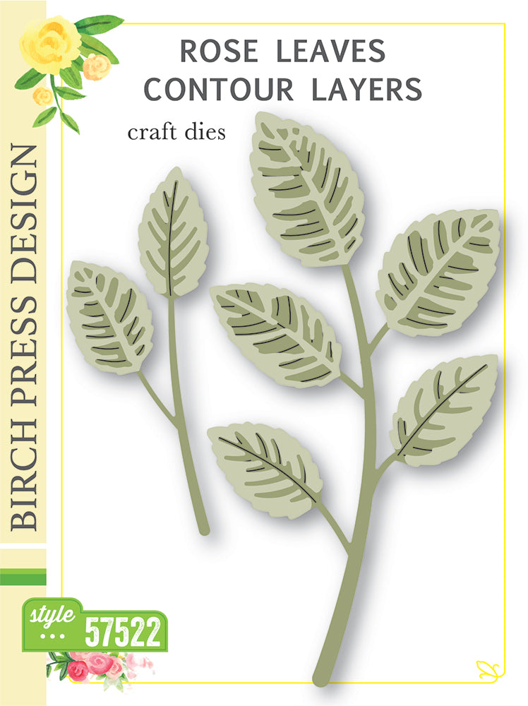 Birch Press Stanzschablone - 57522 Rose Leaves Contour Layers