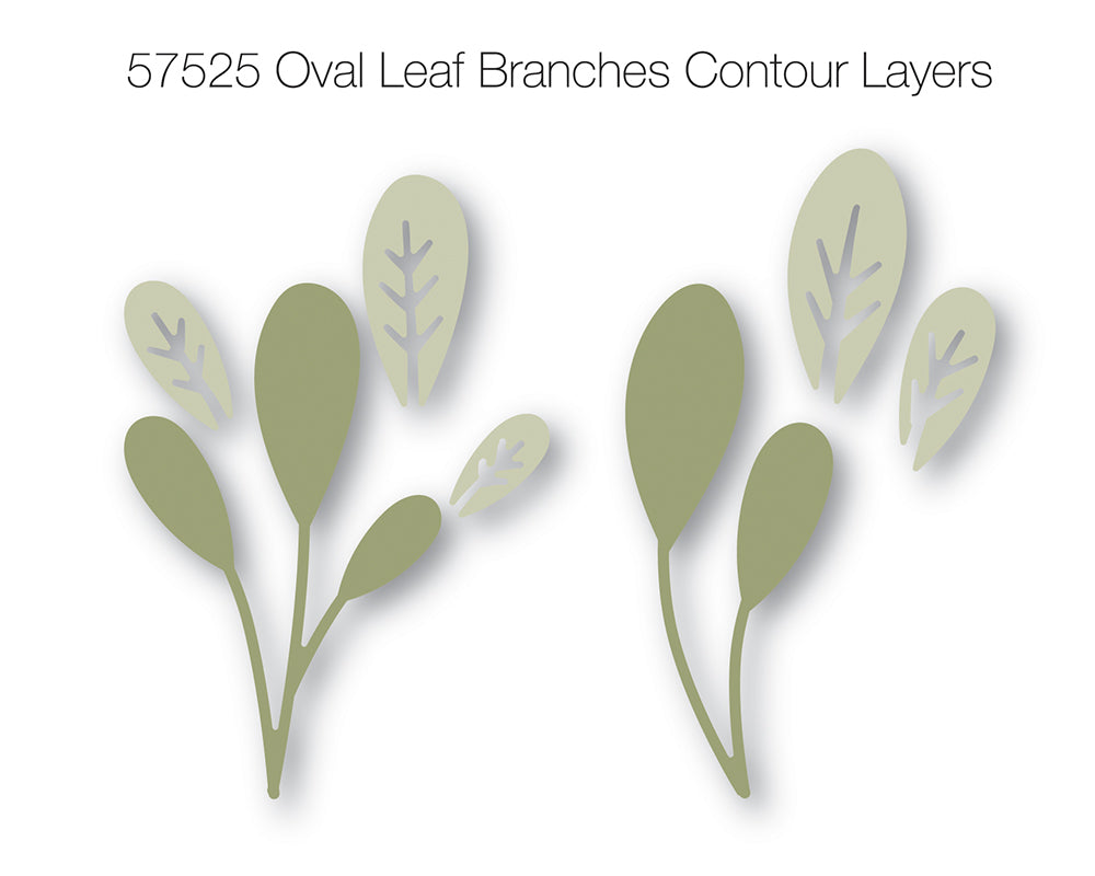 Birch Press Stanzschablone - 57525 Oval Leaf Branches Contour Layers