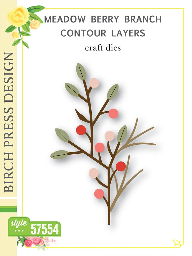 Birch Press Stanzschablone - 57554 Meadow Berry Branch Contour Layers