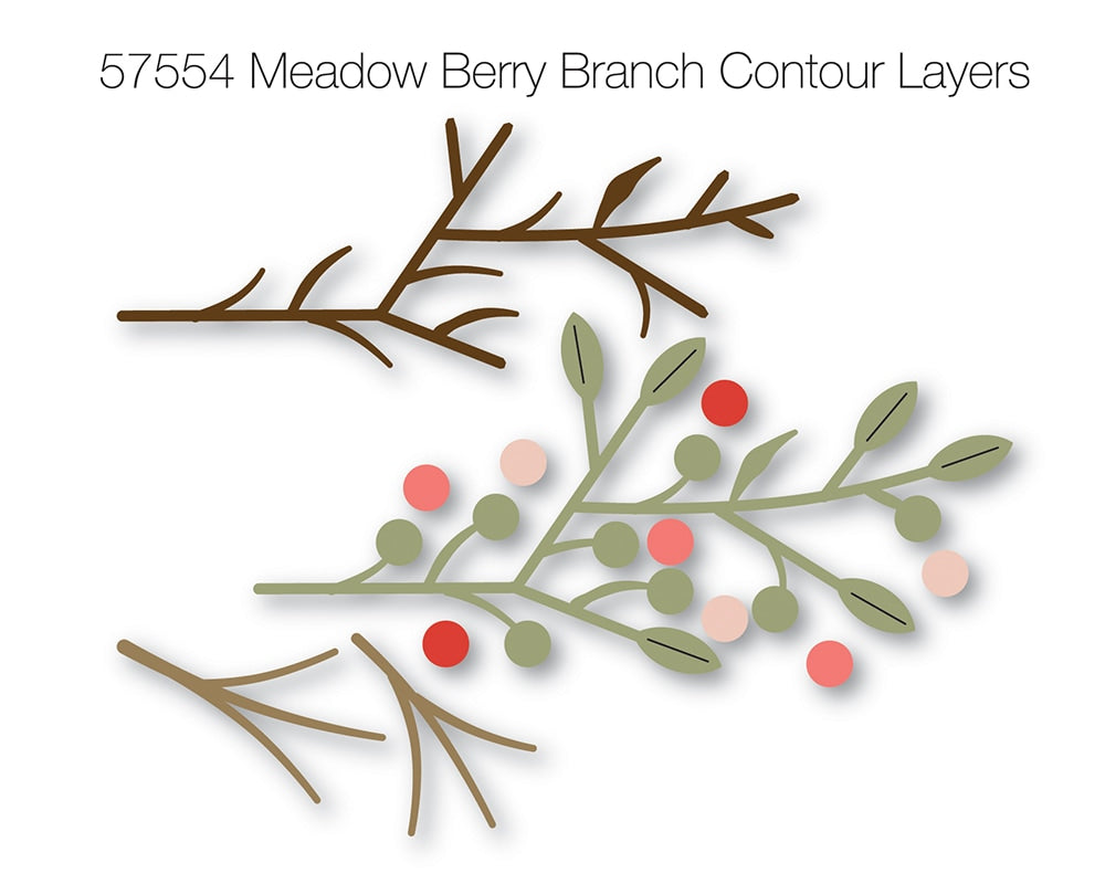 Birch Press Stanzschablone - 57554 Meadow Berry Branch Contour Layers