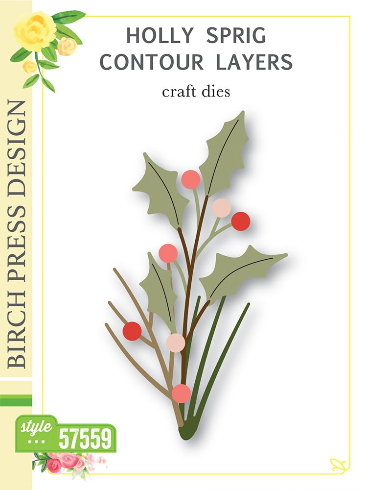 Birch Press Stanzschablone - 57559 Holly Sprig Contour Layers