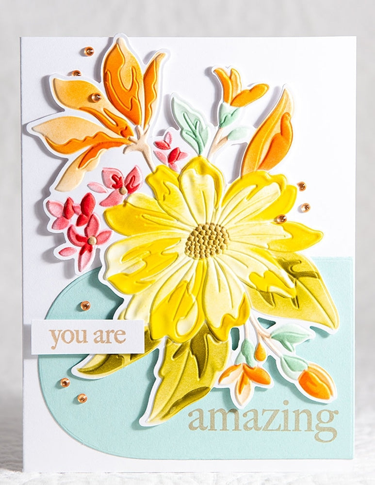 Memory Box 3D Prägeschablone & Stanze - EF1026 Gracious Floral 3D Embossing Folder + passende Stanzschablone
