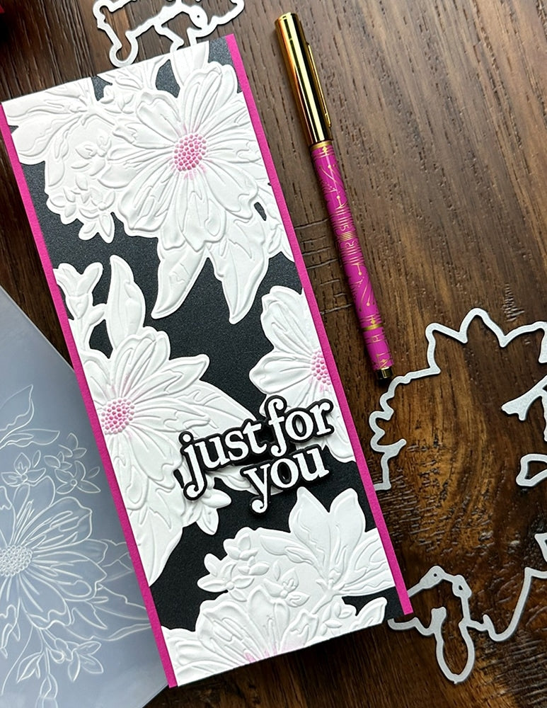 Memory Box 3D Prägeschablone & Stanze - EF1026 Gracious Floral 3D Embossing Folder + passende Stanzschablone