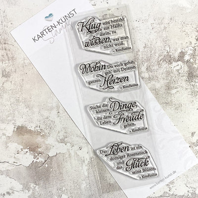 Clear Stamps mit inspirierenden Sprüchen, Silikonstempel Text-Stempel Deutsch Scrapbooking Karten-Kunst Weise Worte Konfuzius KK-0041