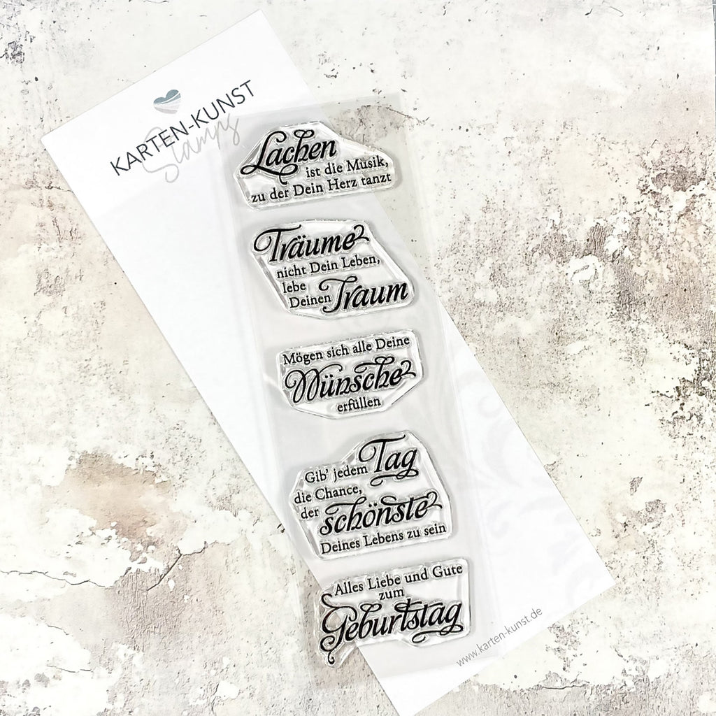 Silikonstempel Sprüche zum Geburtstag Glückwünsche Clear Stamps Spruchstempel Texte deutsch Karten-Kunst Weise Worte