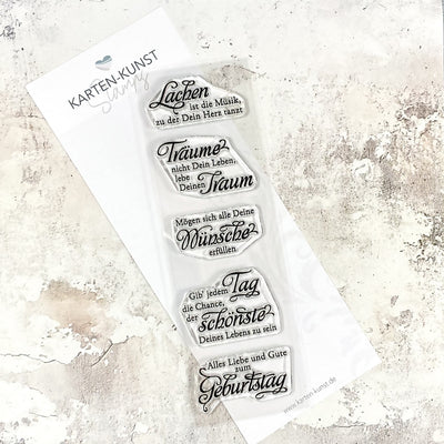 Silikonstempel Sprüche zum Geburtstag Glückwünsche Clear Stamps Spruchstempel Texte deutsch Karten-Kunst Weise Worte