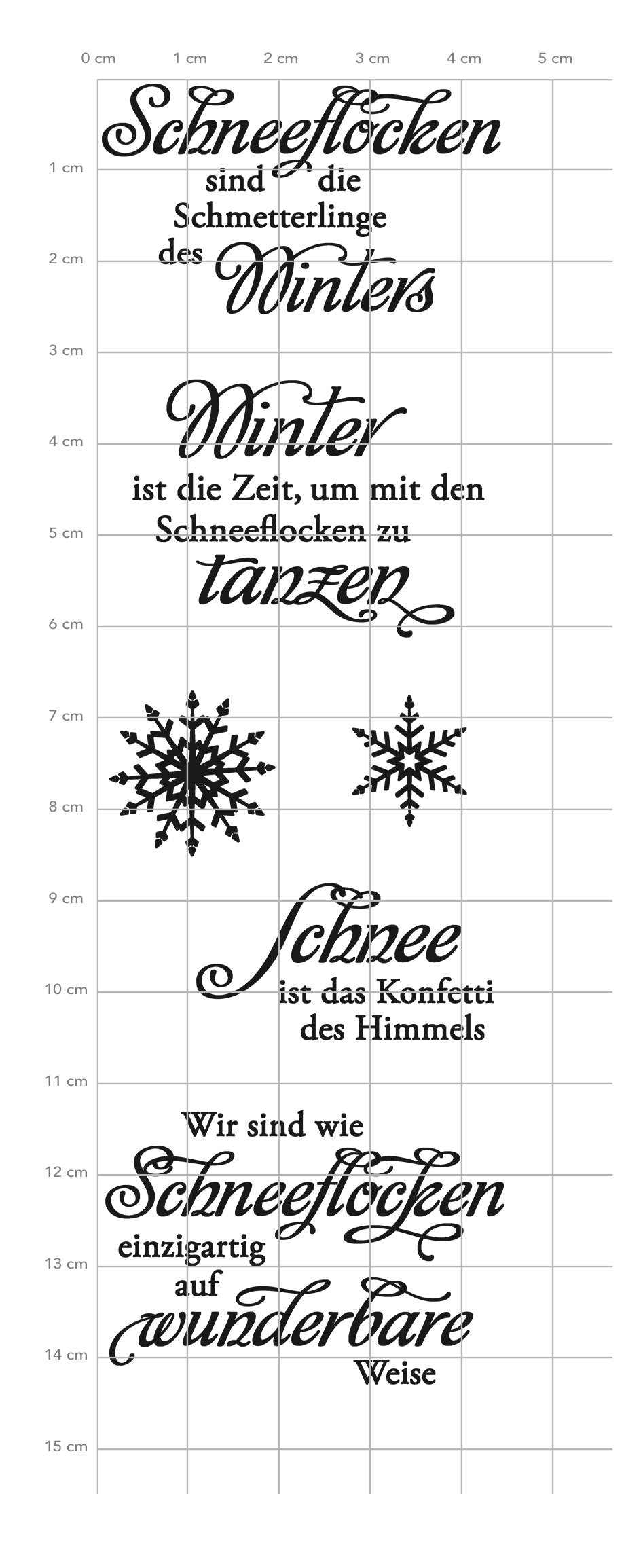 Stempel Sprüche Winter & Weihnachten Clear Stamps Weise Worte Schneeflocken KK-0083 Textstempel Deutsch Schnee Worte Texte Silikonstempel