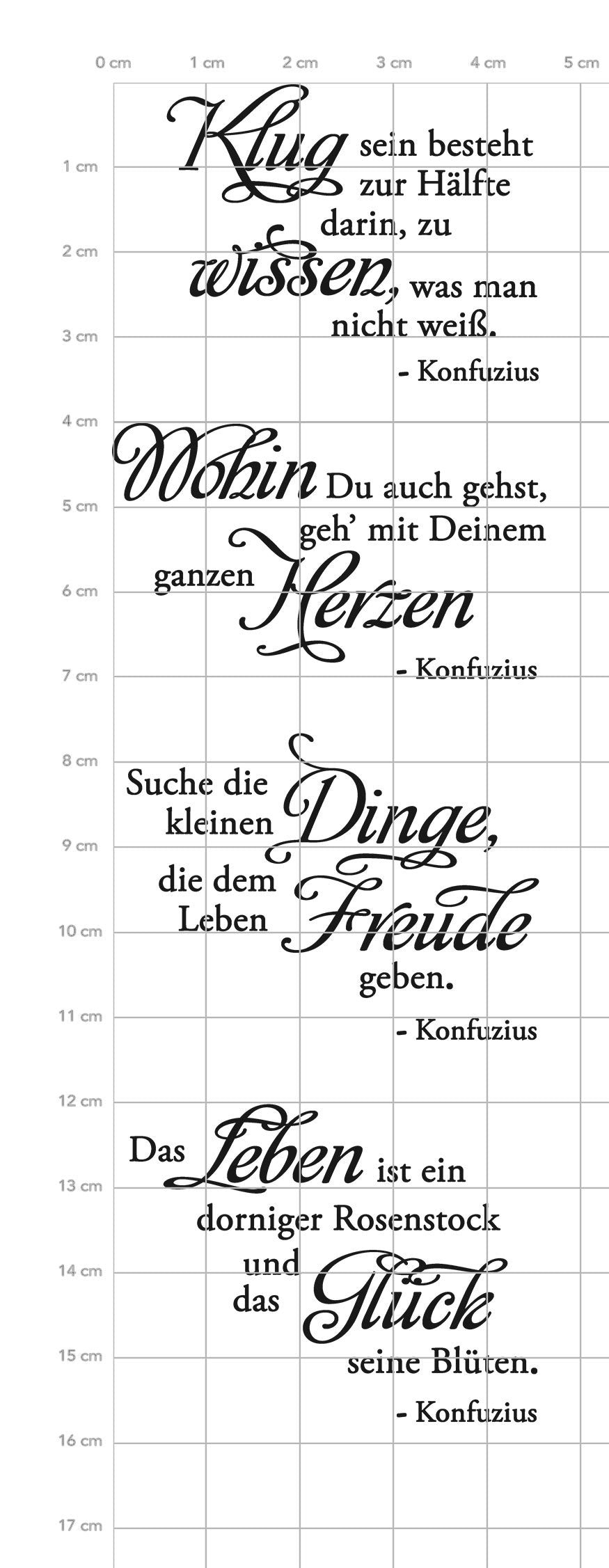 Clear Stamps mit inspirierenden Sprüchen, Silikonstempel Text-Stempel Deutsch Scrapbooking Karten-Kunst Weise Worte Konfuzius KK-0041