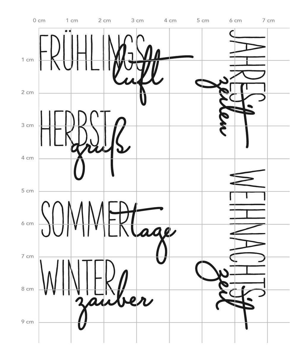 Karten-Kunst Clear Stamps KK-0036 - Capri „Jahreszeiten“ Textstempel  Stempel Frühling Sommer Herbst Winter