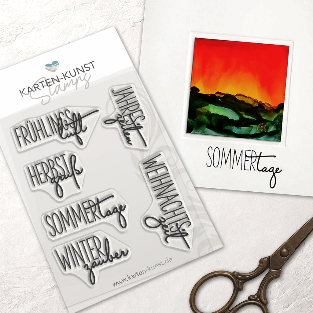 Karten-Kunst Clear Stamps KK-0036 - Capri „Jahreszeiten“ Textstempel  Stempel Frühling Sommer Herbst Winter