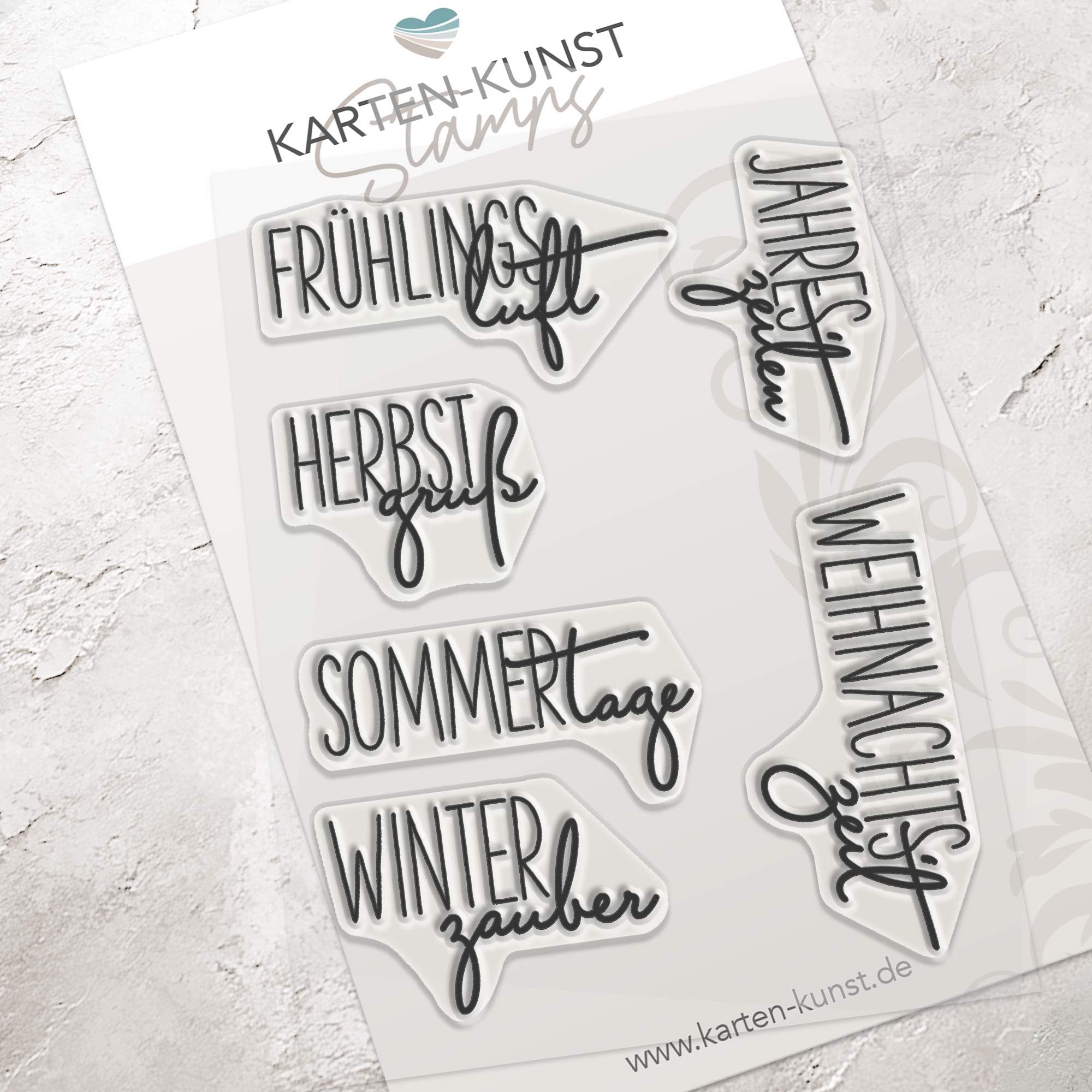 Karten-Kunst Clear Stamps KK-0036 - Capri „Jahreszeiten“ Textstempel  Stempel Frühling Sommer Herbst Winter