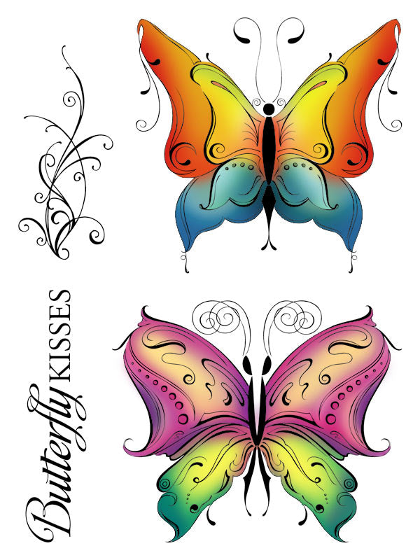 Karten-Kunst Clear Stamp Set - Schnörkel-Schmetterlinge