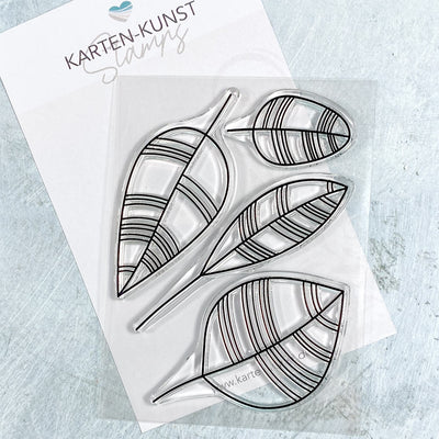 Karten-Kunst Clear Stamps KK-0151 - Scribble Leaves / Moderne Blätter 