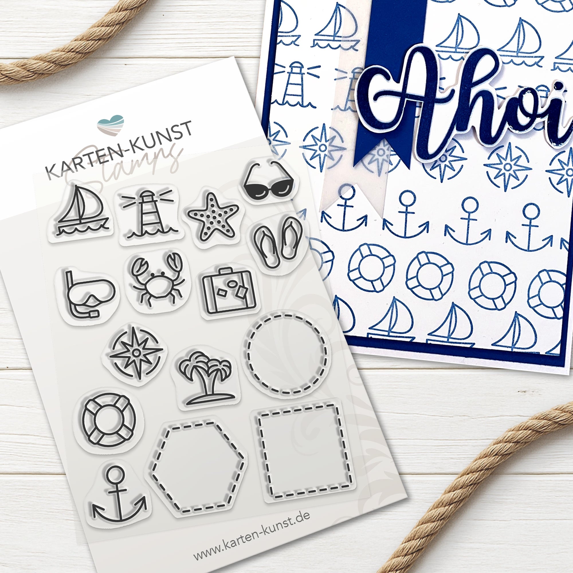 Karten-Kunst Clear Stamps KK-0166 - Mini Frames At the Sea - maritime Mini-Rahmen & Symbole