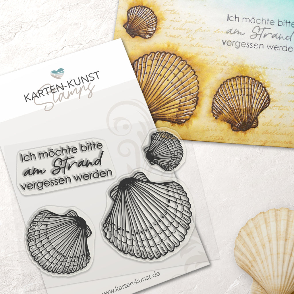 Clear Stamps – Muscheln KK-0217 – Karten-Kunst Stempelset maritim mit Spruch & Muschelmotive