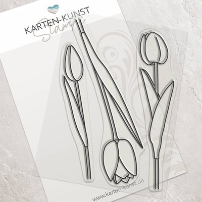 Karten-Kunst Clear Stamps KK-0234 - Scribble Tulips / Tulpen Stempel