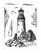 Karten-Kunst Clear Stamps KK-0244 - Leuchtturm Maritimes Stempelset mit Spruch