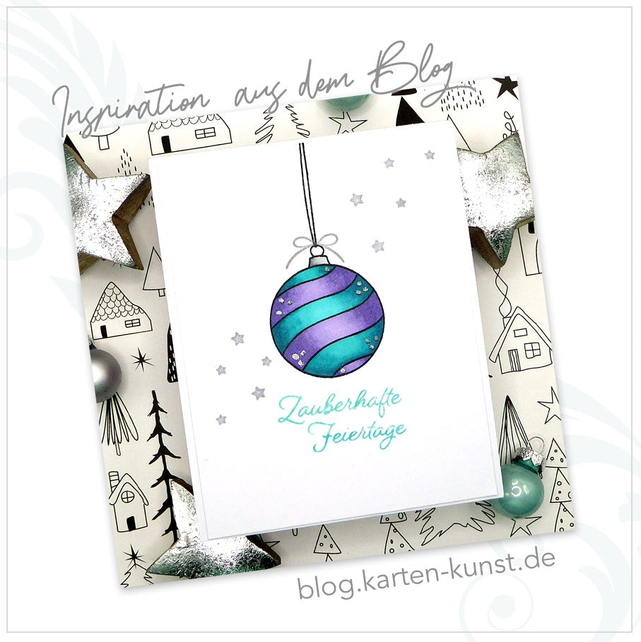 Karten-Kunst Clear Stamps KK-0246 - Silikonstempel Christbaumkugeln / Scribble Ornaments Stempel zu Weihnachten