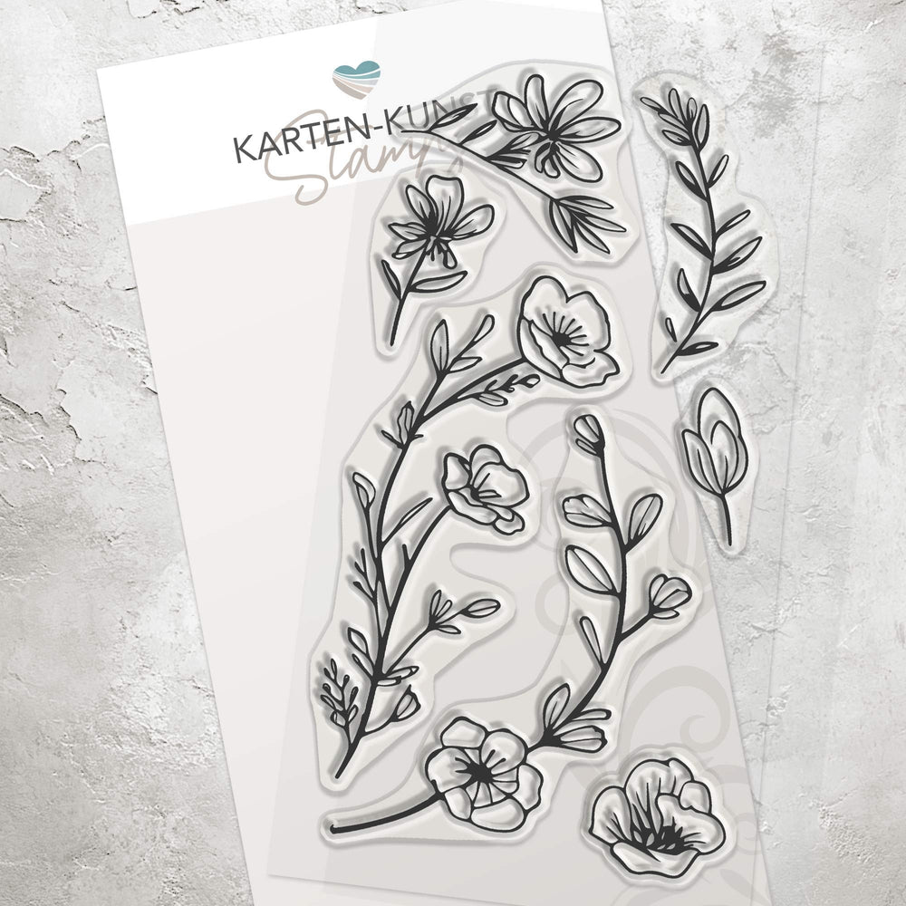 Karten-Kunst Clear Stamps Groß KK-0257 - Delicate Plants / Zarte Blumen