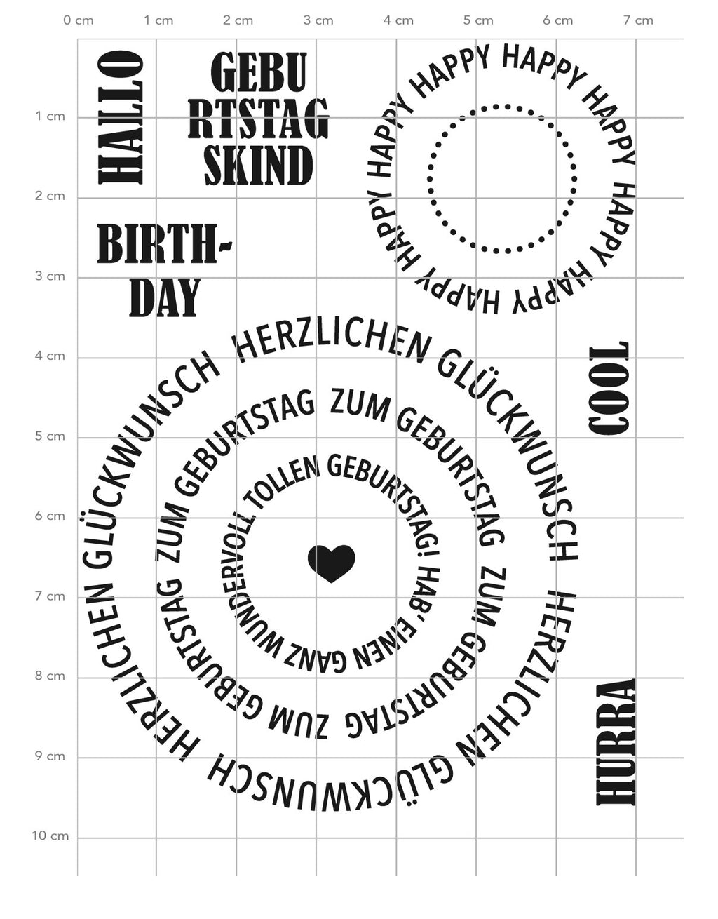 Karten-Kunst Clear Stamps KK-0264 - Kreistexte zum Geburtstag - Runde Textstempel für Karten