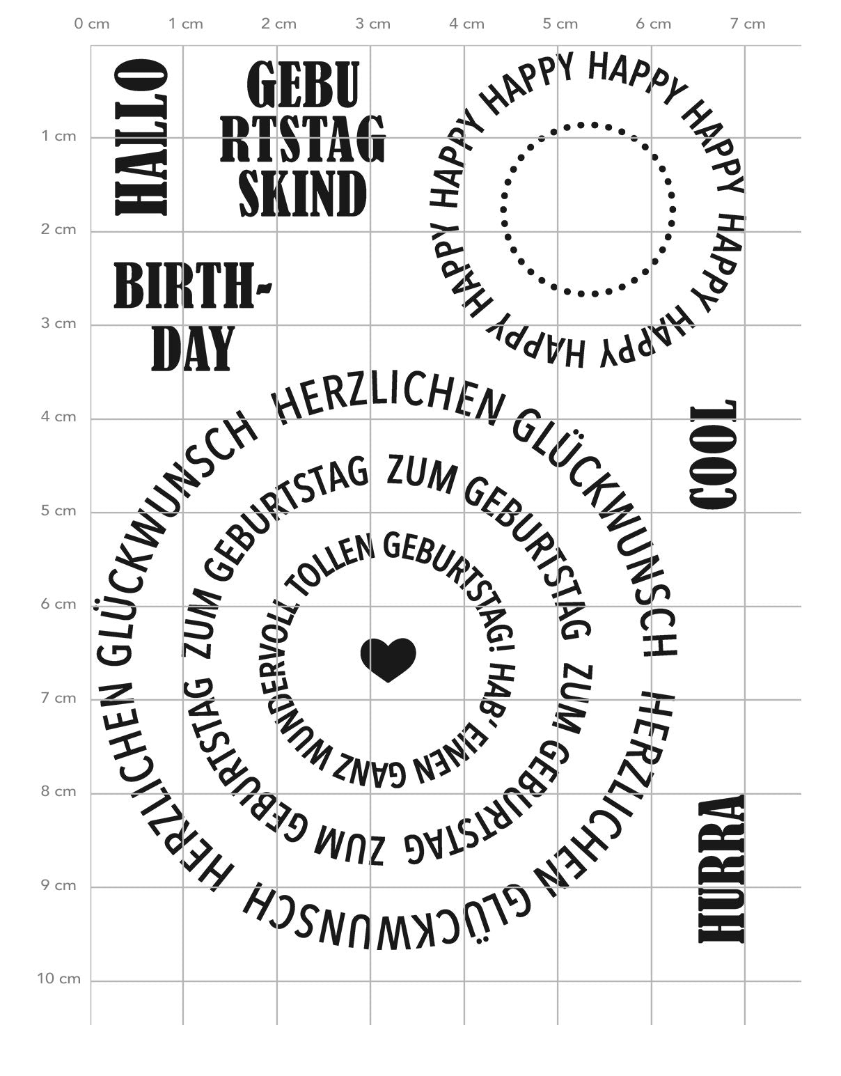 Karten-Kunst Clear Stamps KK-0264 - Kreistexte zum Geburtstag - Runde Textstempel für Karten