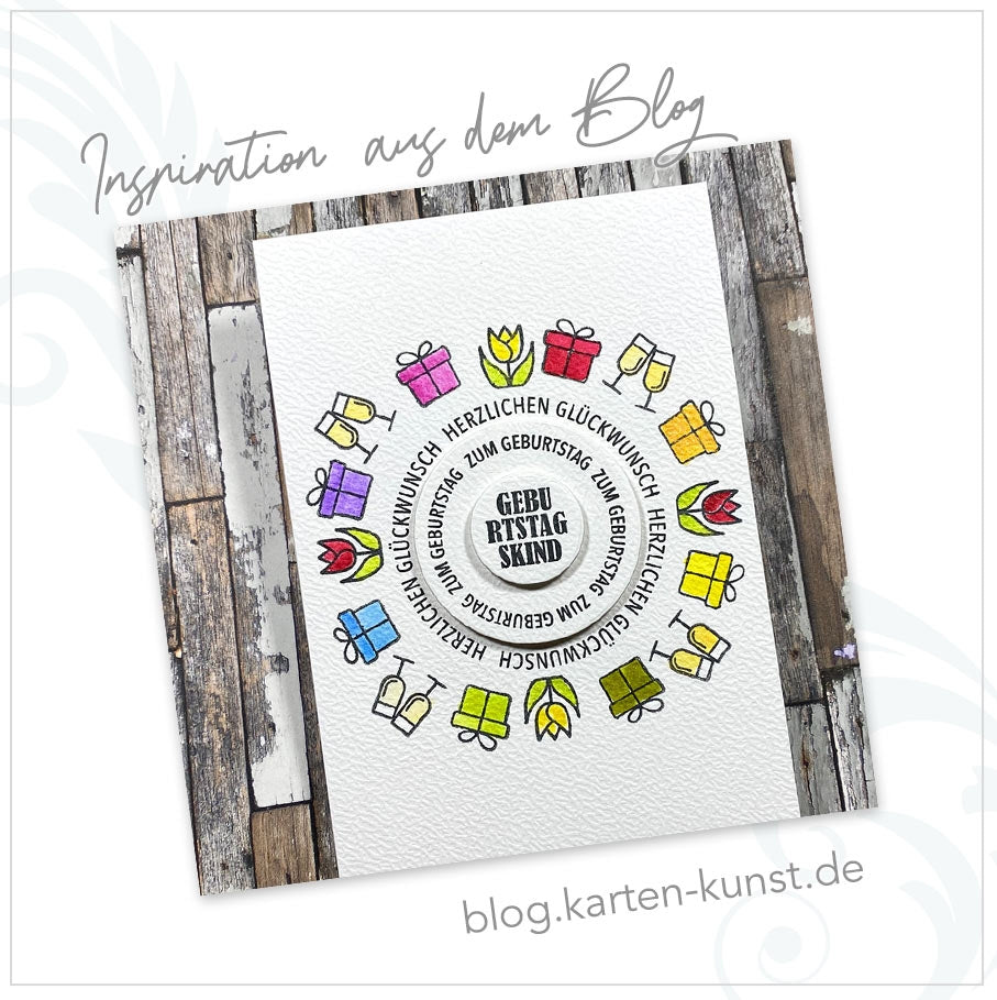 Karten-Kunst Clear Stamps KK-0264 - Kreistexte zum Geburtstag - Runde Textstempel für Karten