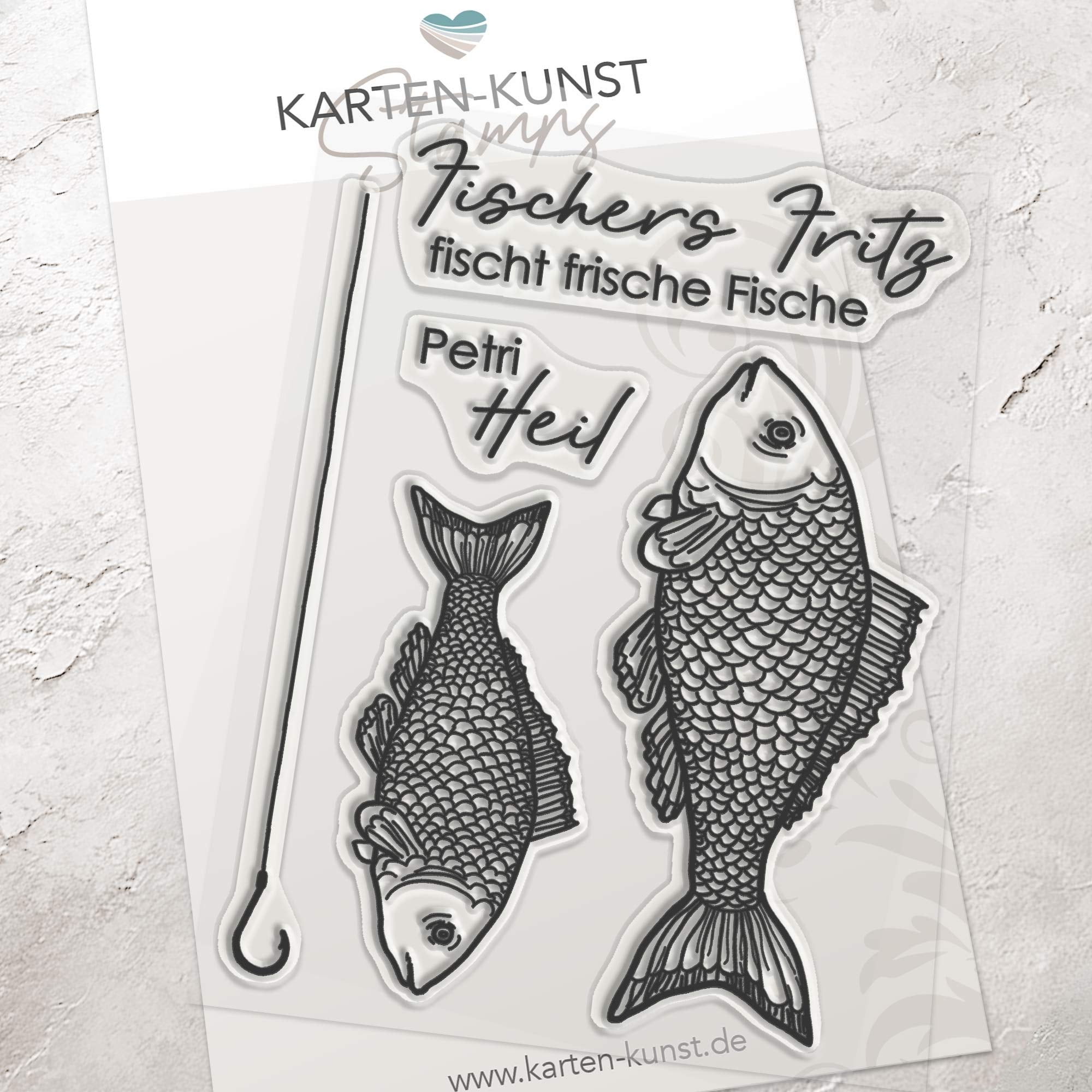 Karten-Kunst Clear Stamps KK-0265 - Fischers Fritz Stempel Fische & Angelhaken