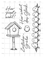 Vogelhaus & Zwitschergrüße – Stempelset Karten-Kunst Clear Stamps KK-0283