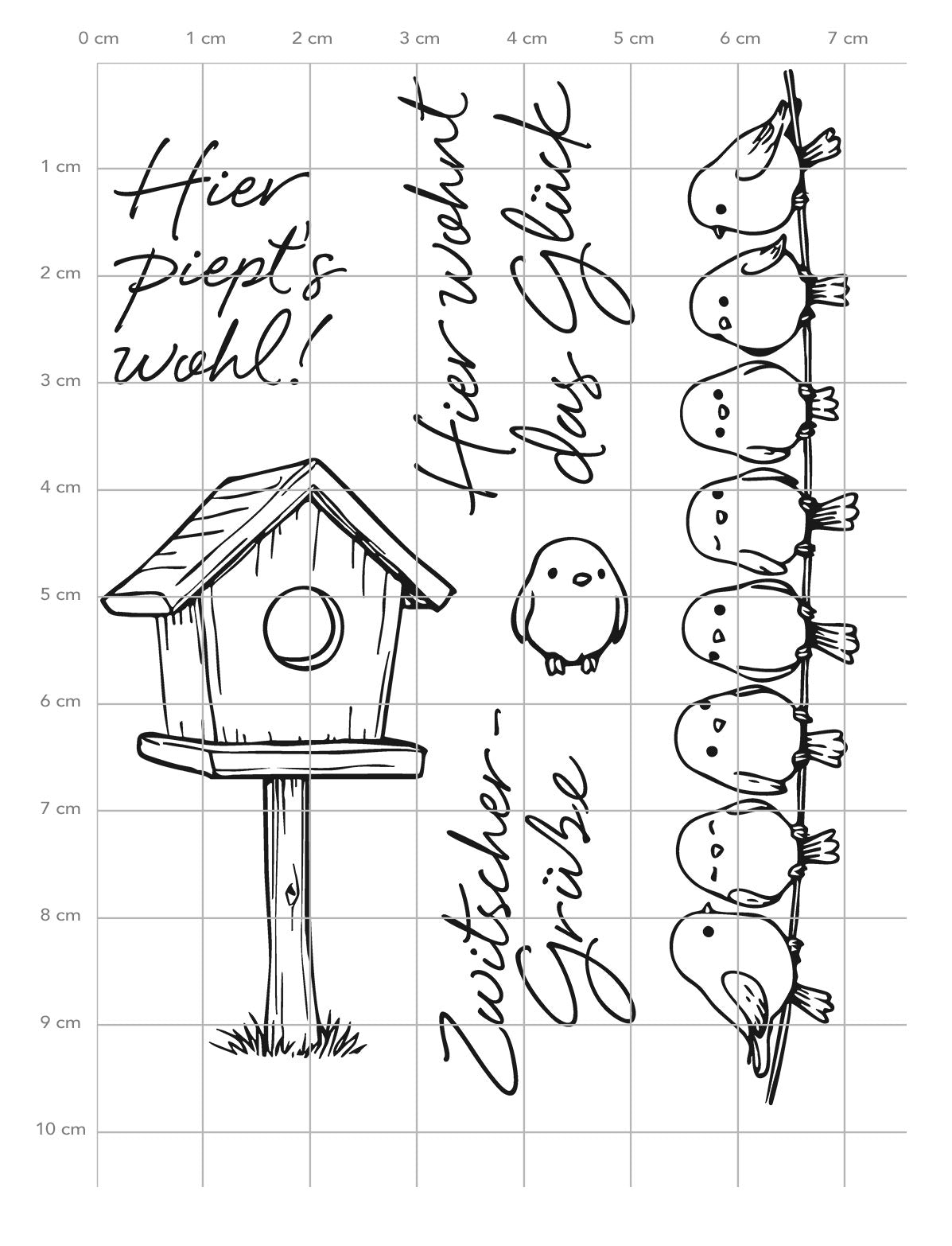 Vogelhaus & Zwitschergrüße – Stempelset Karten-Kunst Clear Stamps KK-0283