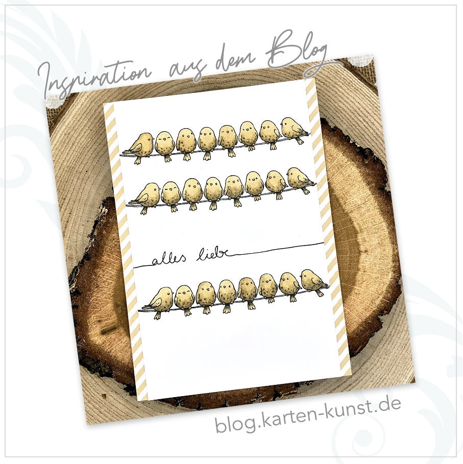 Vogelhaus & Zwitschergrüße – Stempelset Karten-Kunst Clear Stamps KK-0283 - Beispielkarte