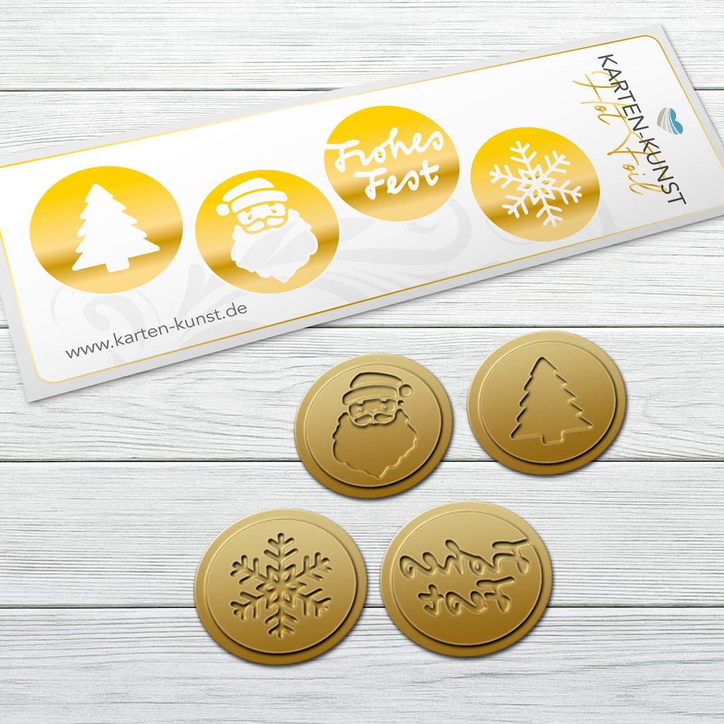 Karten-Kunst Hot Foil Plate  kk-HF042 Runde Weihnachtssymbole
