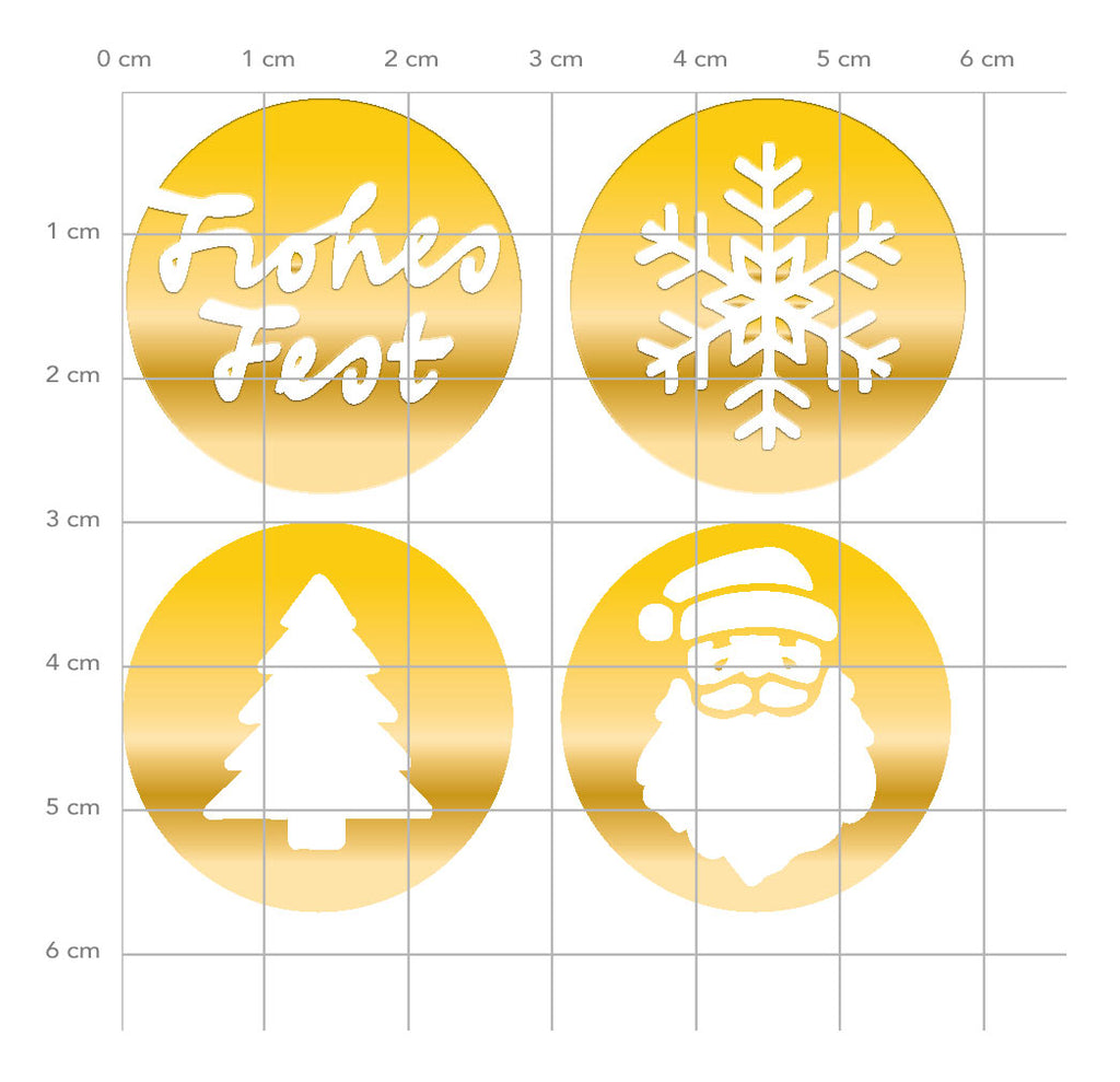 Karten-Kunst Hot Foil Plate  kk-HF042 Runde Weihnachtssymbole