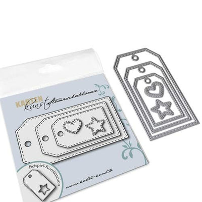 Karten-Kunst Stanzschablone kk-D066 - Anhänger mit Nahtlinien / Tags With Stitches