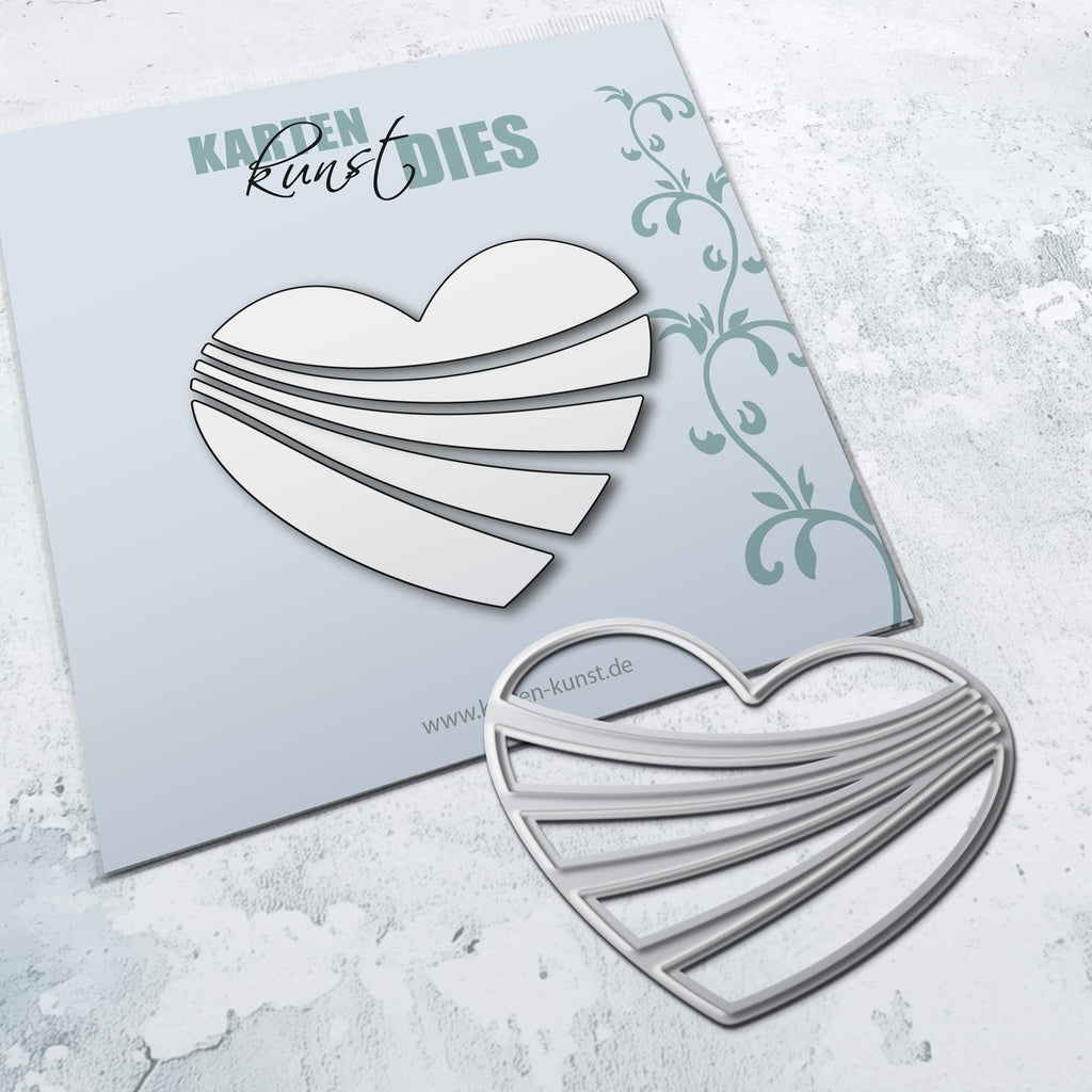 Karten-Kunst Stanzschablone kk-D080 Wavy Heart – Herz Stanze mit Linien | Stanzform für Liebe, Hochzeit & Valentinstag