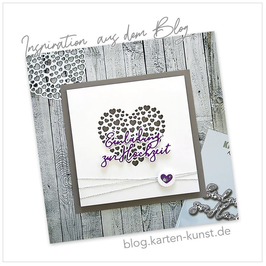 Karten-Kunst Stanzschablone kk-D105 Elegant Script Einladung zur Hochzeit – Textstanze mit Outline | Stanzform Hochzeit Deutsch