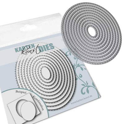 Karten-Kunst Stanzschablone kk-D118 - Ovale mit Nahtlinien außen / Ovals Stitches outside
