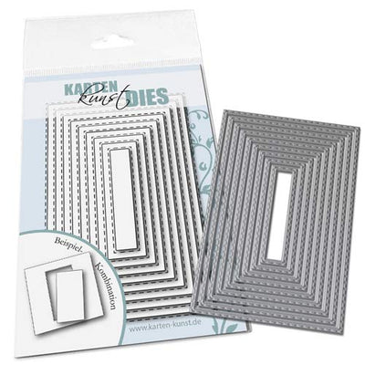 Karten-Kunst Stanzschablone kk-D119 - Rechtecke mit Nahtlinien außen / Rectangles Stitches outside