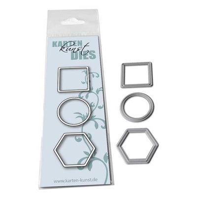 Karten-Kunst Stanzschablone kk-D122 - Kreis, Quadrat & Sechseck mit Rahmen / Small Frames