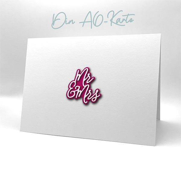 Karten-Kunst Stanzschablone kk-D132 - Elegant Script Mr & Mrs für Hochzeitskarten