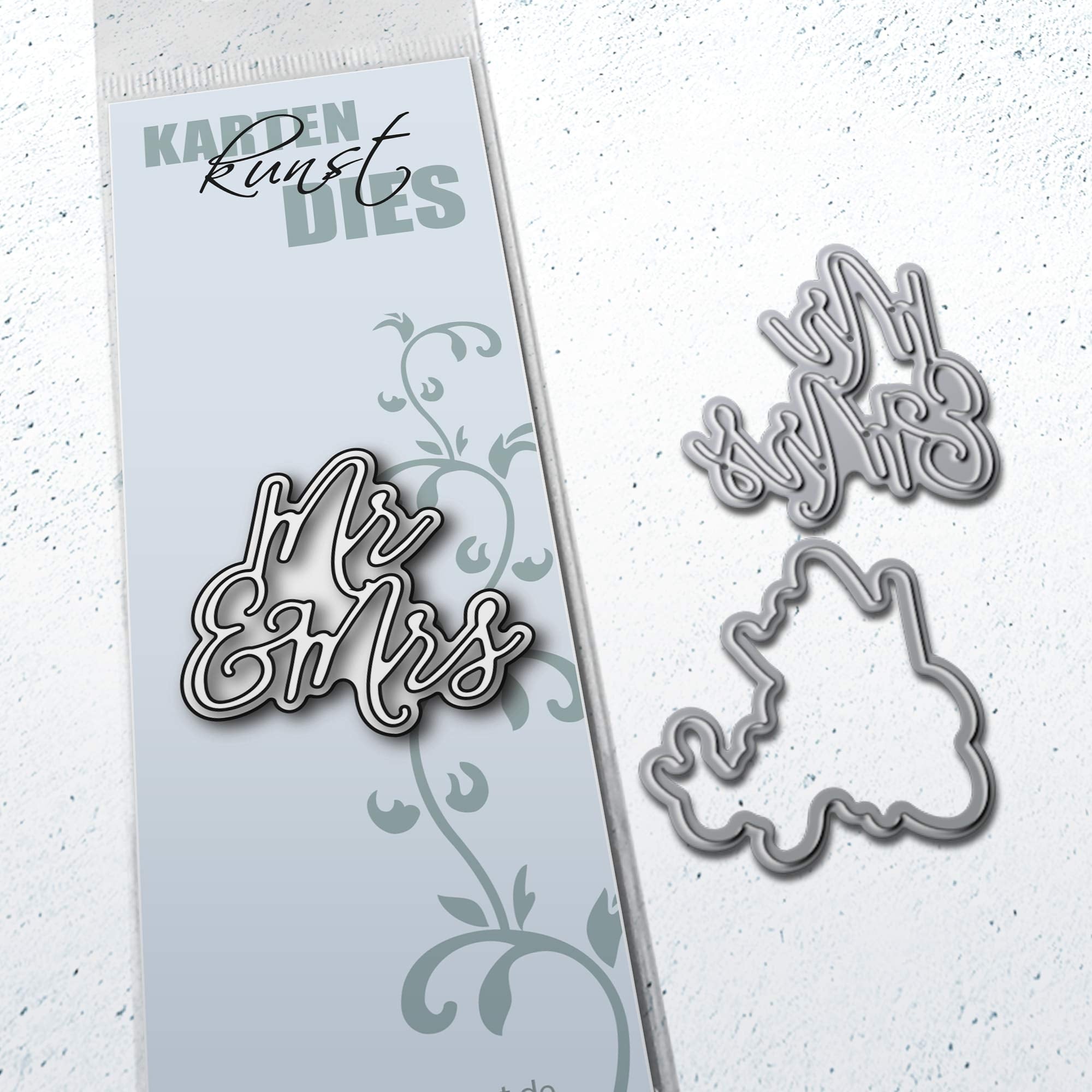 Karten-Kunst Stanzschablone kk-D132 - Elegant Script Mr & Mrs für Hochzeitskarten