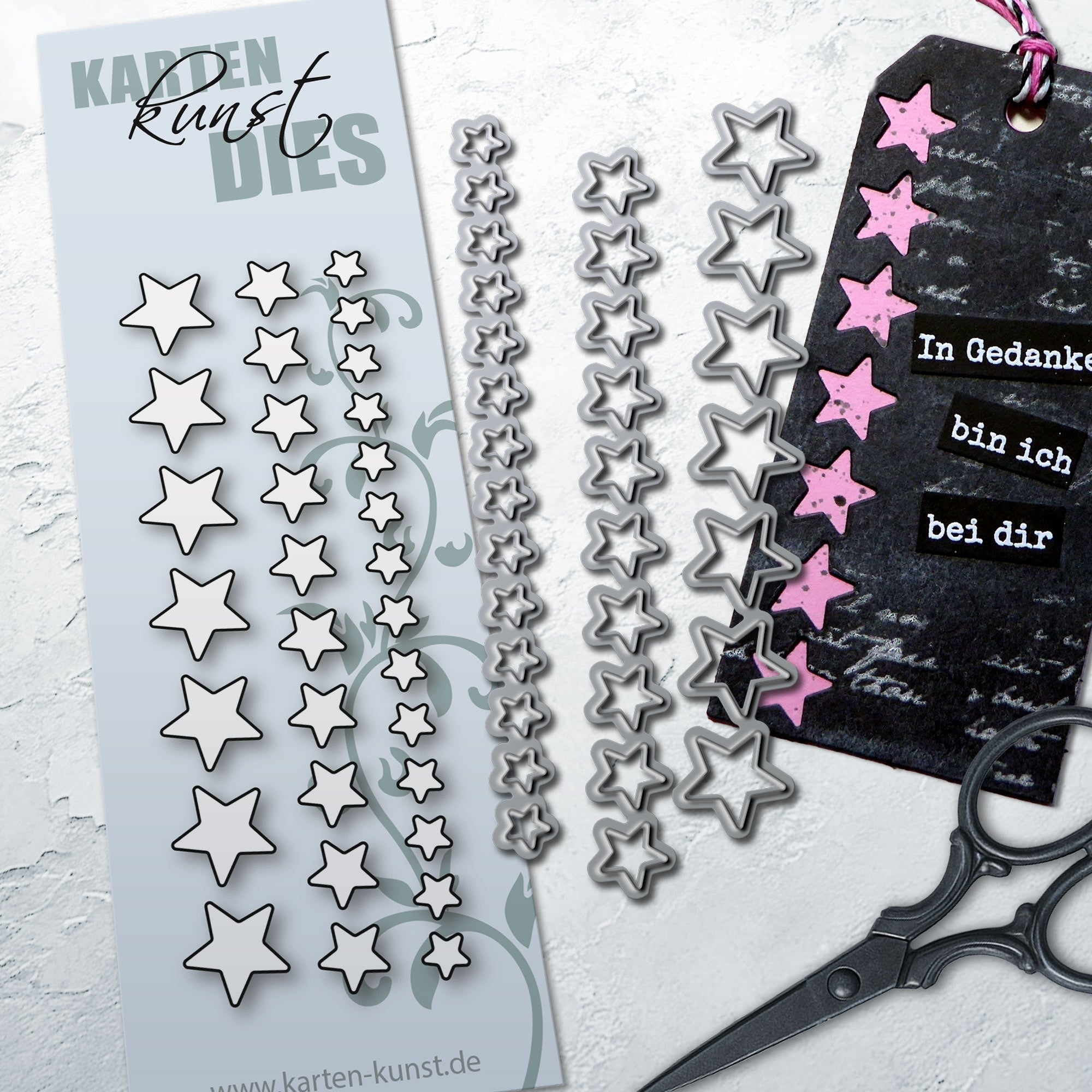 Stanzschablone Sternbordüre – Stars in a Row – Stanzform mit Sternreihe Karten-Kunst kk-D150
