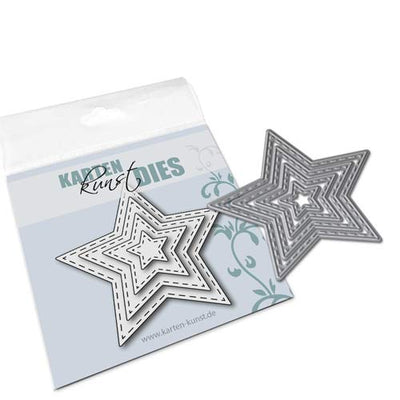 Karten-Kunst Stanzschablone kk-D160 - Sterne mit Nahtlinien / Stitched Nested Stars