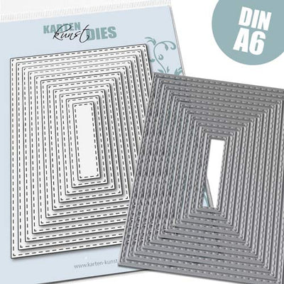 Karten-Kunst Stanzschablone kk-D176 - DIN A6 Rechtecke mit Nahtlinien / Stitched Rectangles