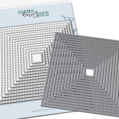 Karten-Kunst Stanzschablone kk-D177 - Quadrate mit Nahtlinien / Stitched Squares
