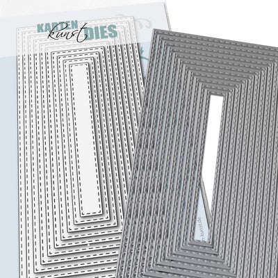 Karten-Kunst Stanzschablone kk-D183 - DIN lang Rechtecke mit Nahtlinien / Stitched Rectangles