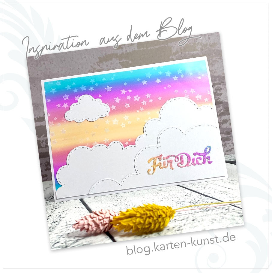 Karten-Kunst Stanzschablone kk-D211 - Stitched Clouds / Wolken mit Nahtlinien