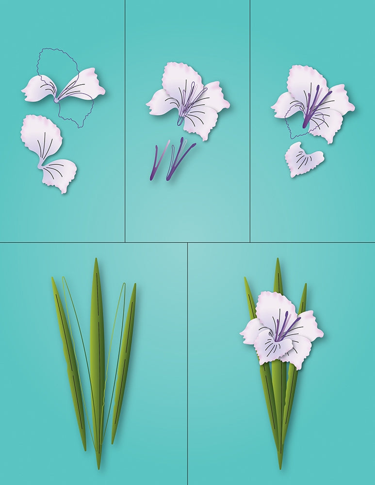 Memory Box Stanzschablone - 94795 Gladiola Blossom and Leaves