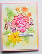 Memory Box 3D Prägeschablone - EF1025 Cheerful Floral 3D Embossing Folder & Stanzschablone