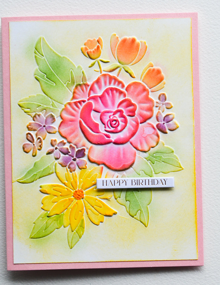 Memory Box 3D Prägeschablone - EF1025 Cheerful Floral 3D Embossing Folder & Stanzschablone