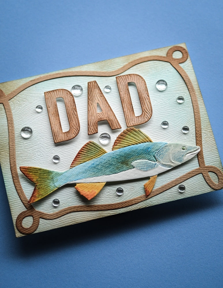 Memory Box 3D Prägeschablone - Freshwater Fish 3D Embossing Folder + 7 passende Stanzschablonen